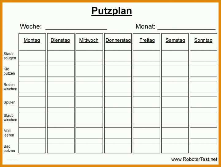 Fantastisch Putzplan Vorlage Excel 1353x1022