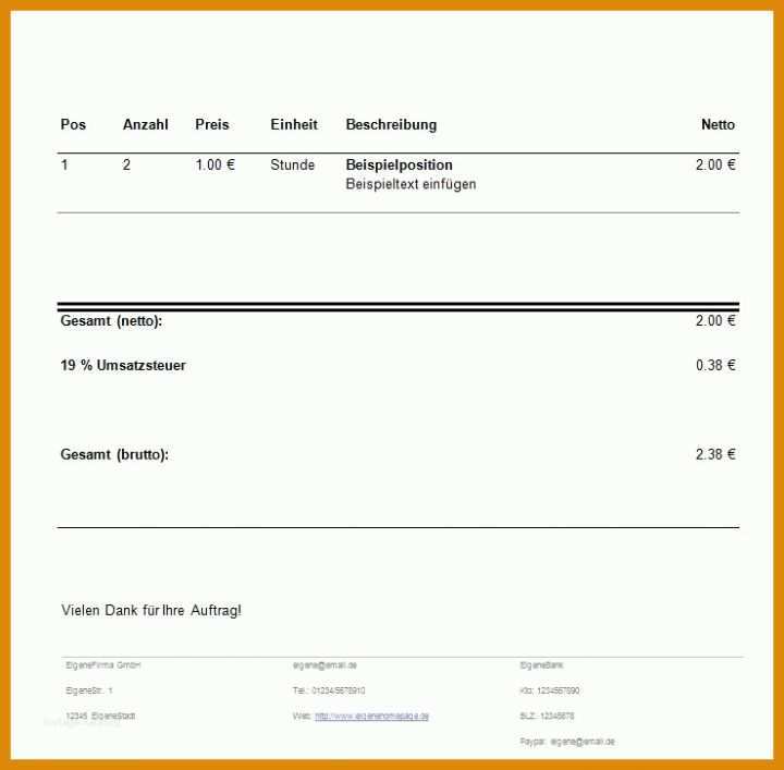 Wunderschönen Rechnungsformular Vorlage 739x726