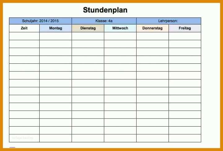 Überraschend Schulstundenplan Vorlage Excel 766x519