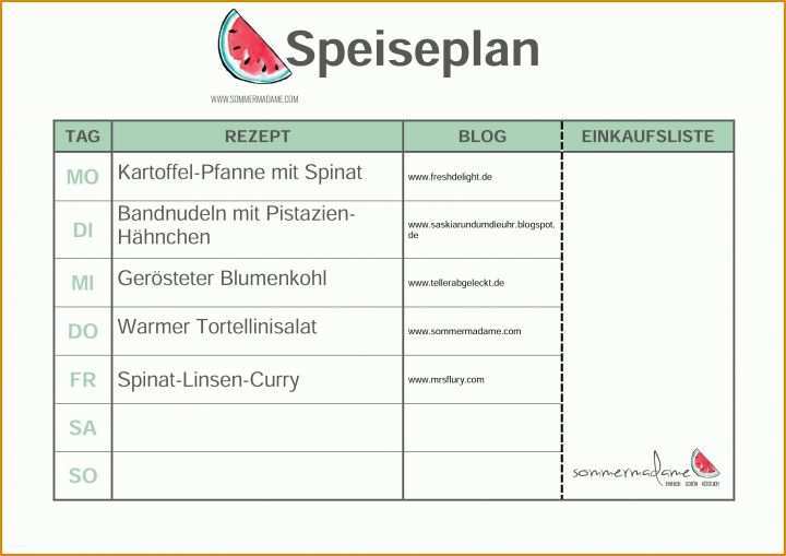 Auffällig Speiseplan Vorlage 3508x2481