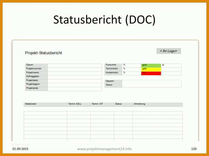 Allerbeste Statusbericht Projektmanagement Vorlage 800x600