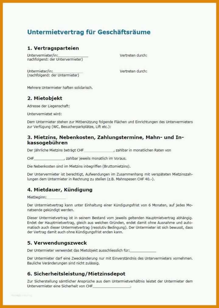 Atemberaubend Untermietvertrag Vorlage Pdf 774x1088