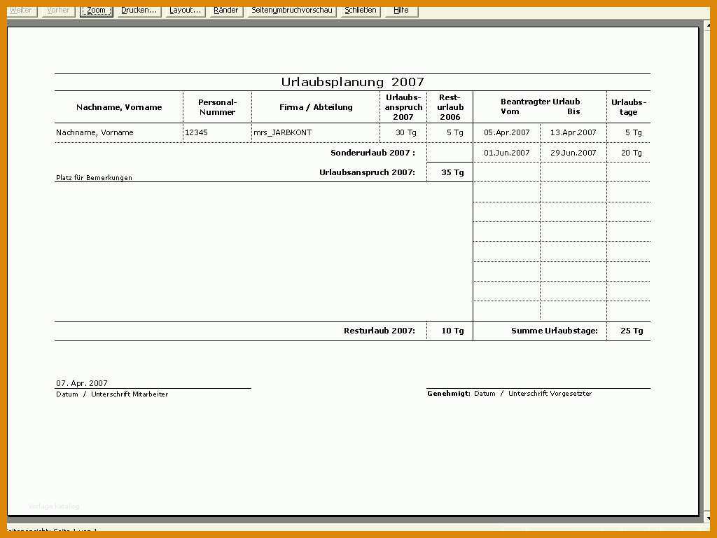 Bemerkenswert Urlaubsantrag Vorlage Excel 1024x768