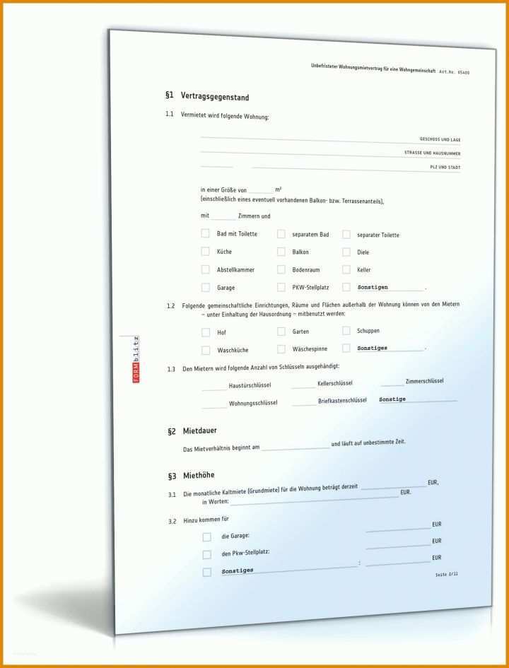 Wohngemeinschaft Vertrag Vorlage Mietvertrag Wg