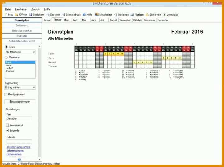 Singular Dienstplan Monat Vorlage 1000x746