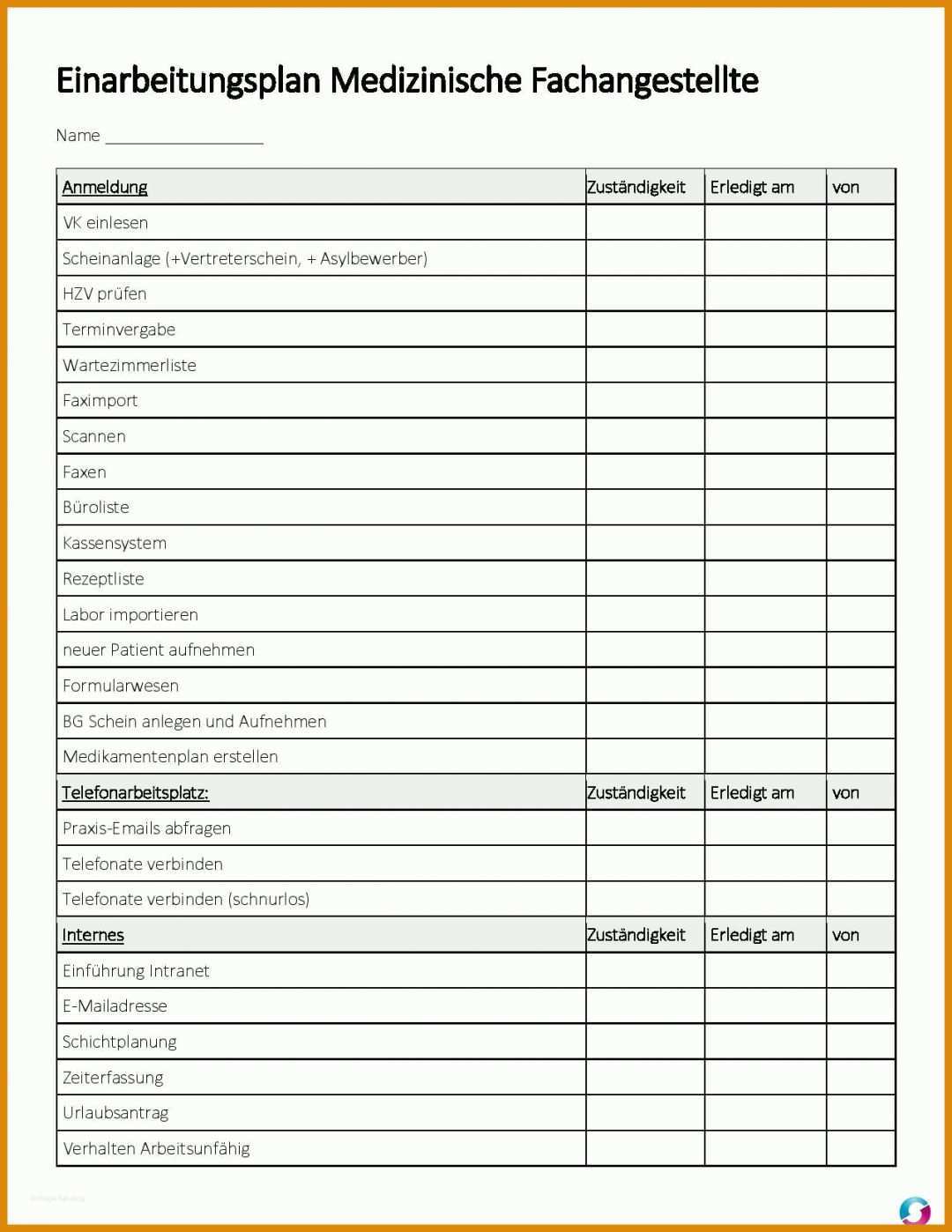 Schockierend Einarbeitungsplan Vorlage 1275x1650