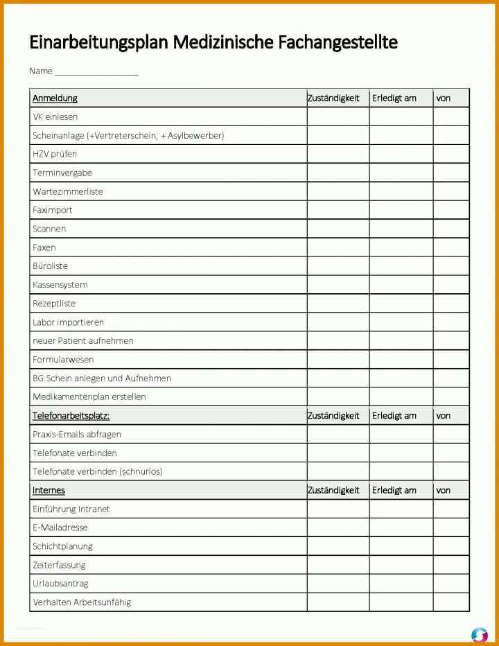 Hervorragend Einarbeitungsplan Vorlage 1275x1650