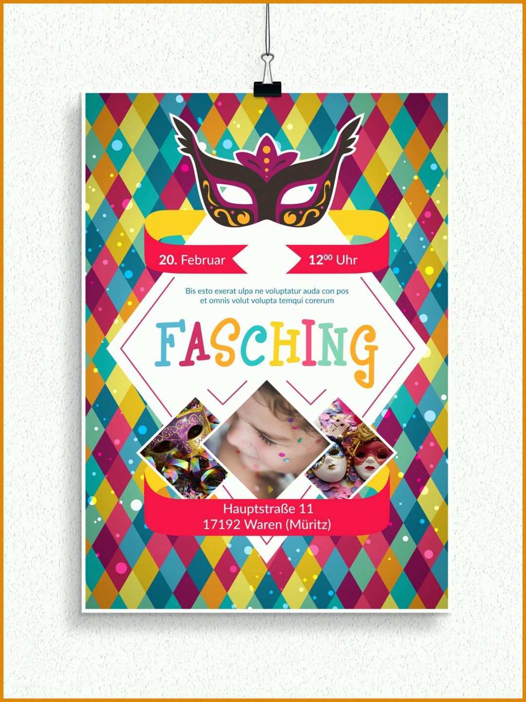 Ausnahmsweise Fasching Plakat Vorlage Kostenlos 1500x2000