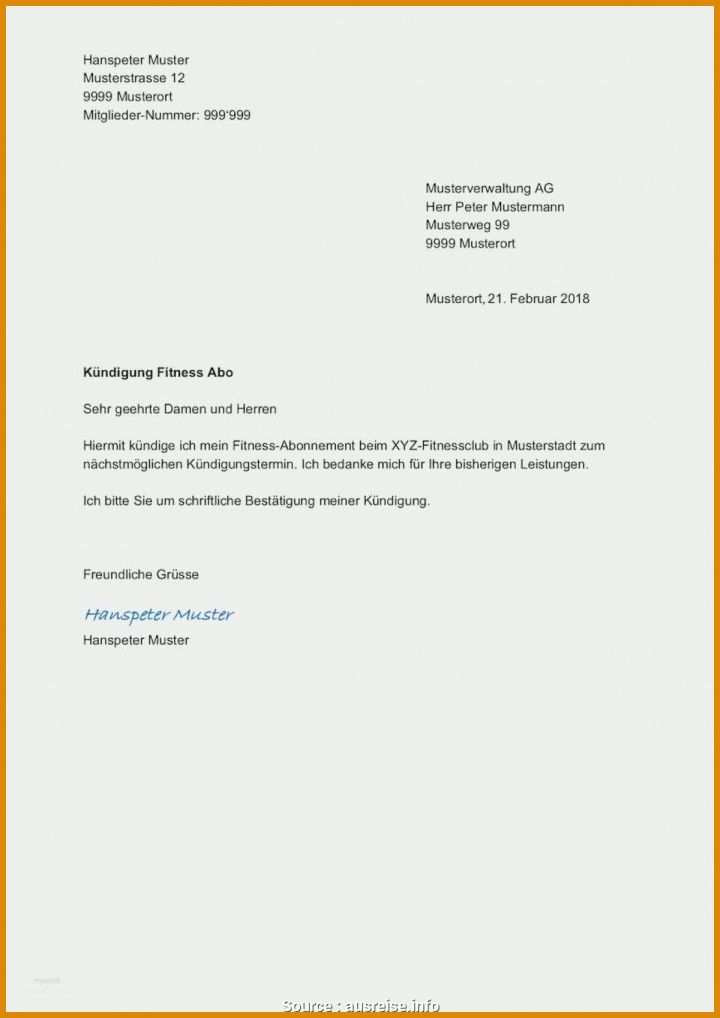 Fantastisch Kündigung Fitnessstudio Umzug Vorlage Pdf 1200x1697