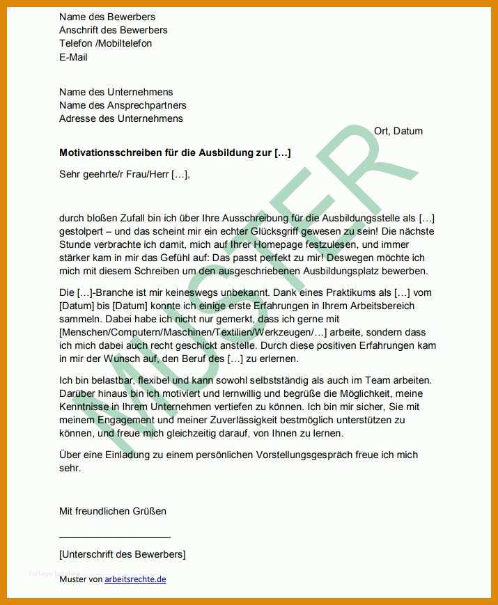 Hervorragen Motivationsschreiben Vorlage 715x869