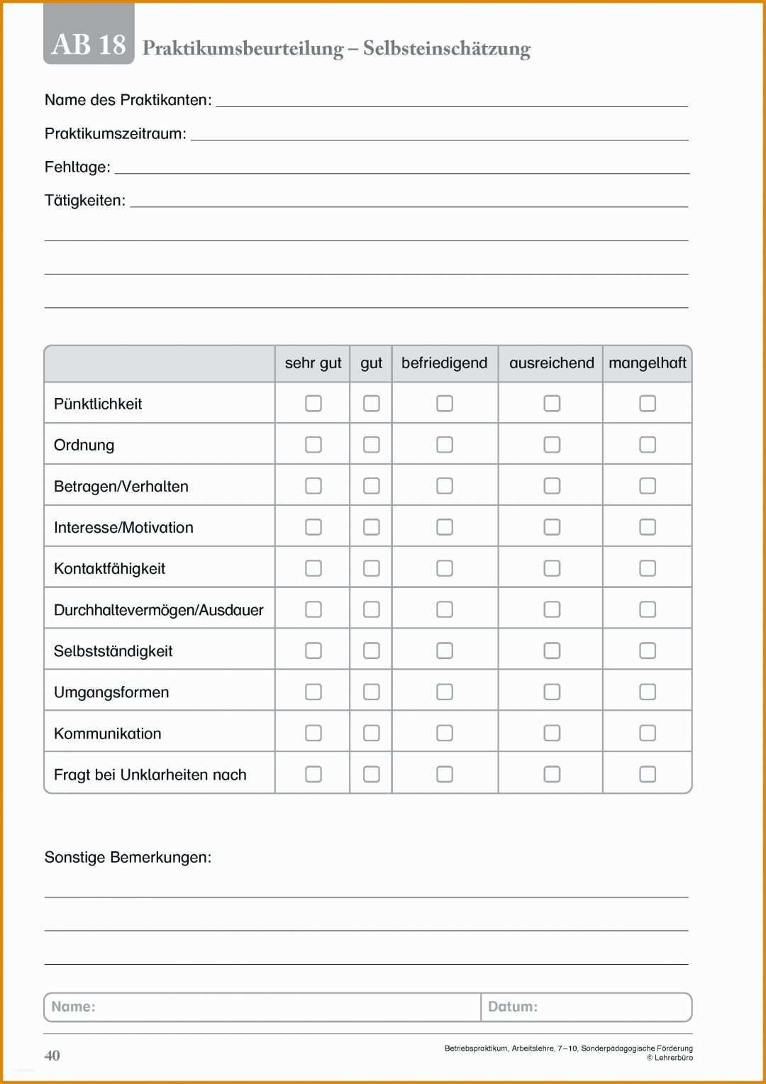 Auffällig Praktikumsbeurteilung Vorlage 2480x3508