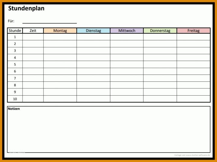 Atemberaubend Schulstundenplan Vorlage Excel 986x736