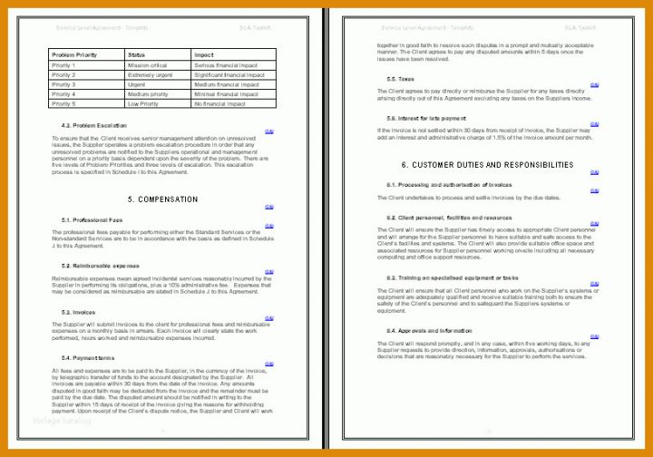 Überraschend Sla Service Level Agreement Vorlage 815x570