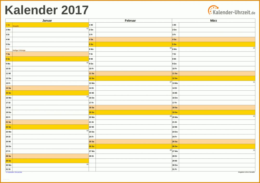 Neue Version Vorlage Kalender 2017 3200x2254