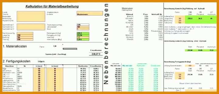 Phänomenal Vorlage Kalkulation 949x407