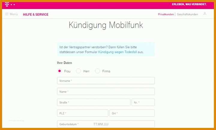 Vorlage Kündigung T Mobile Vertrag T Mobile Vertrag Kuendigen So Klappts