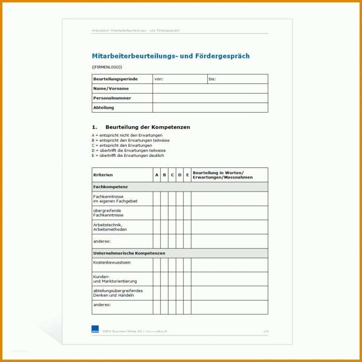 Vorlage Mitarbeitergespräch Vorlage Mitarbeiterbeurteilungs Und Foerdergespraech