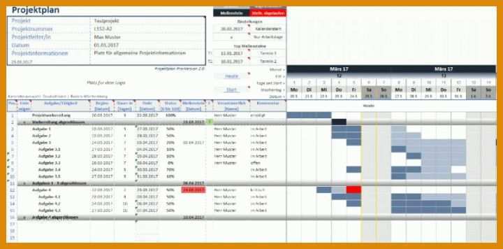 Modisch Excel Projektplan Vorlage 800x396