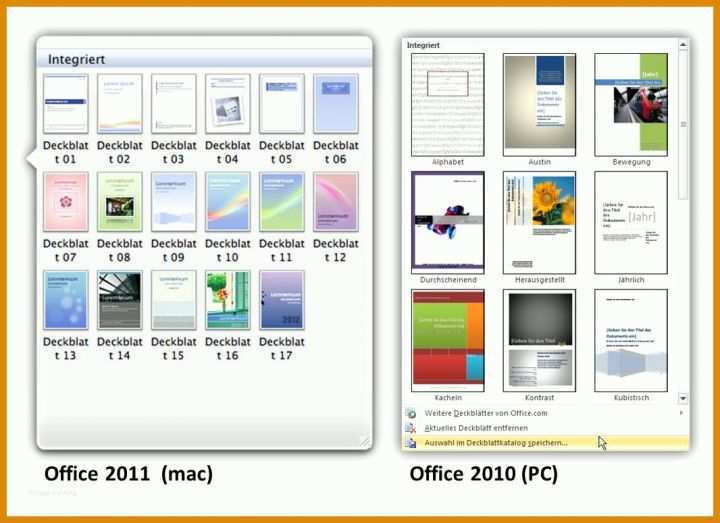 Microsoft Word Deckblatt Vorlagen Unterschied Office 2010 Pc Und Office 2011 Mac