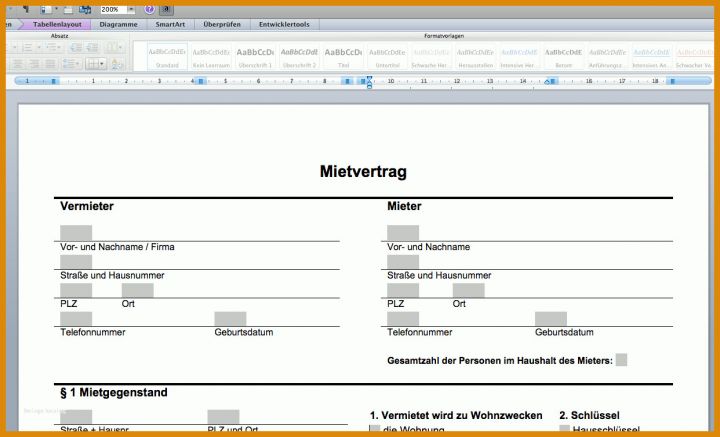 Mietvertrag Vorlage Download Kostenlos Mietvertrag Im Word Format Zum Anpassen