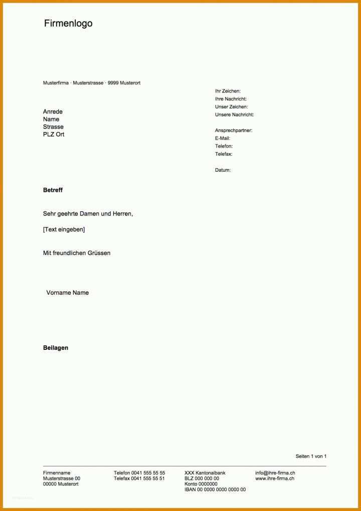 Beeindruckend Privater Geschäftsbrief Vorlage 1240x1753