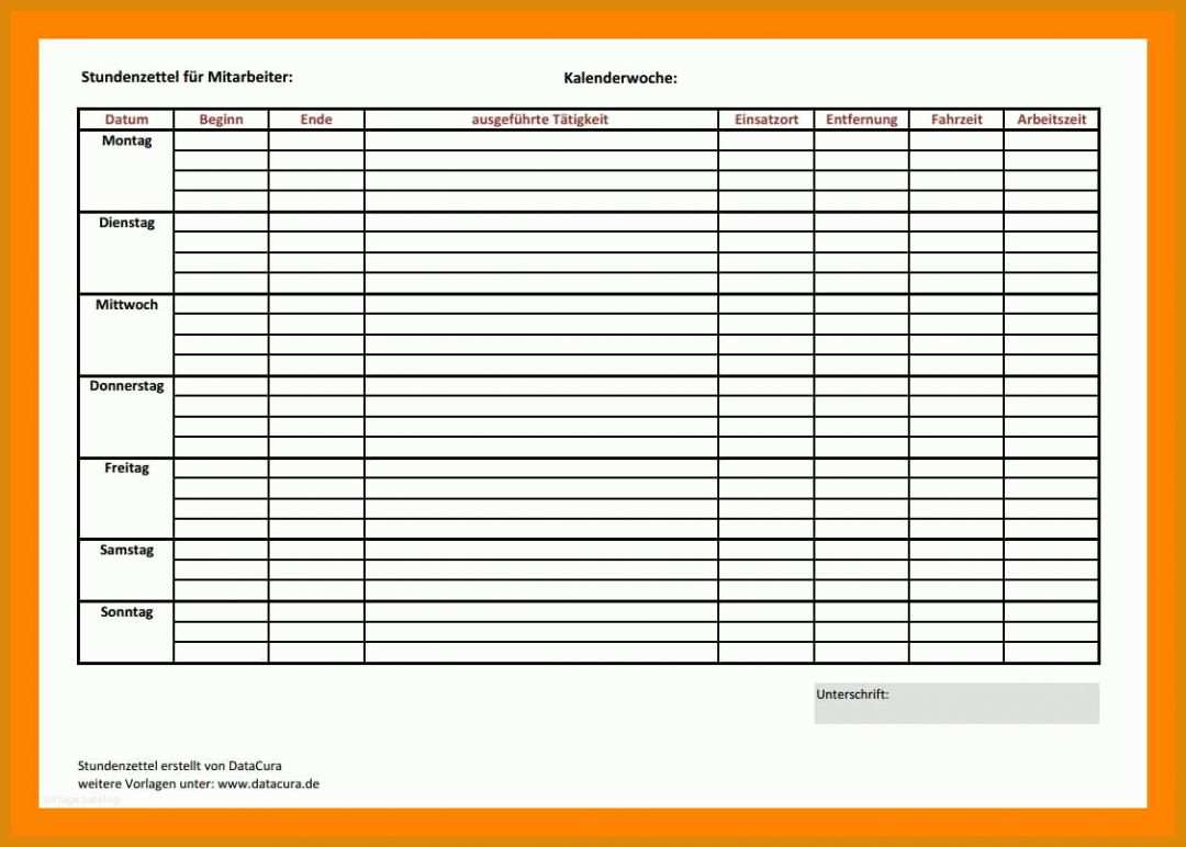 Größte Rapportzettel Vorlage 1126x805