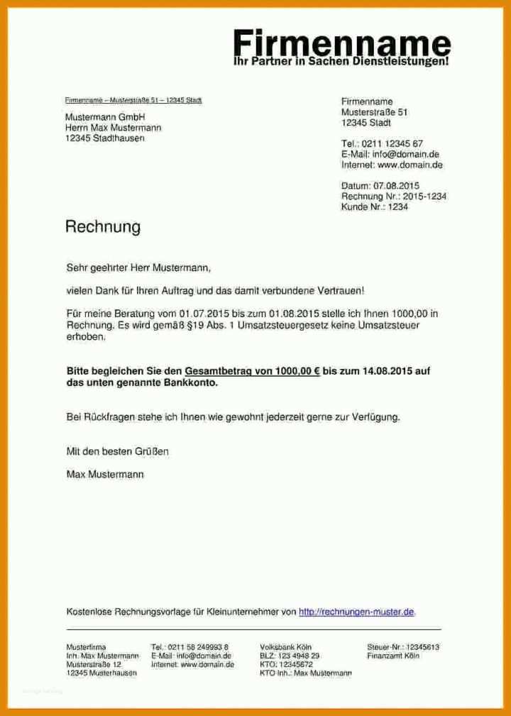 Unvergleichlich Rechnung Privatverkauf Vorlage 928x1300