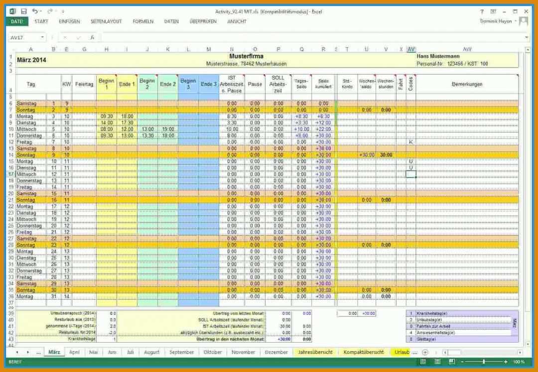 Original Stundenzettel Excel Vorlage 1421x983