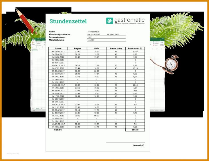 Neue Version Stundenzettel Vorlage Excel 1258x971