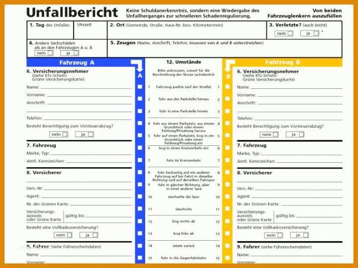 Ideal Unfallbericht Vorlage 784x588