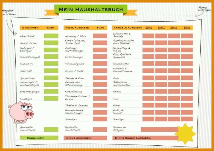 Erstaunlich Vorlagen Haushaltsbuch Ausdrucken 842x595