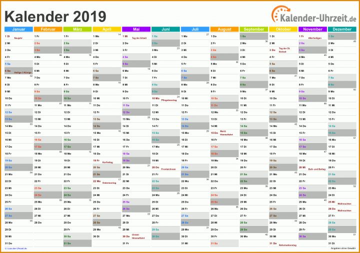 Neue Version Excel Vorlage Kalender 2019 3200x2254