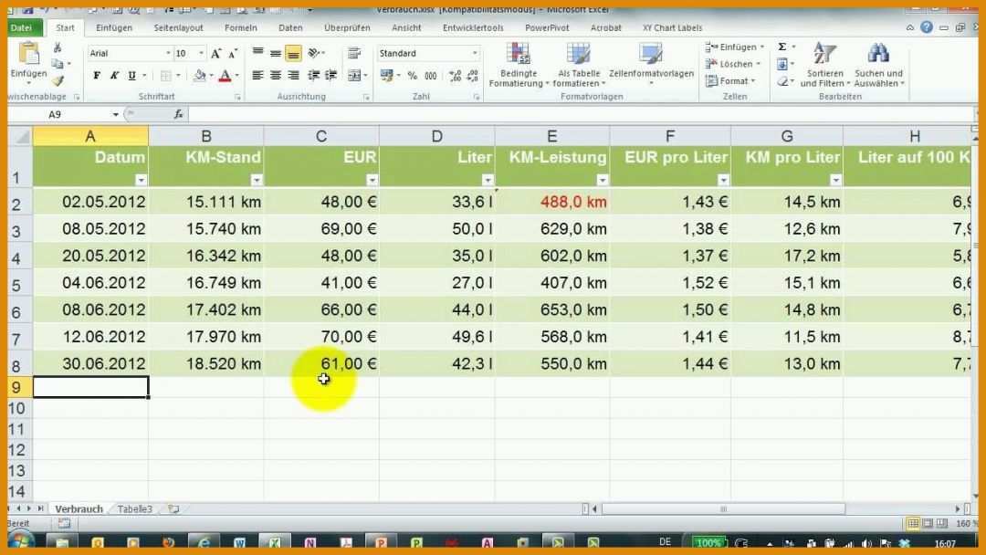 Spezialisiert Fahrtkosten Vorlage Excel 1280x720