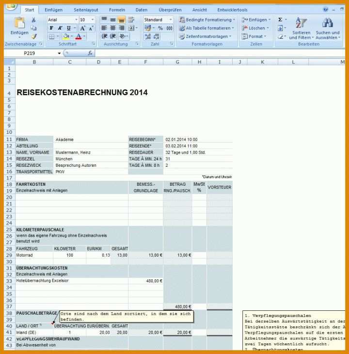 Limitierte Auflage Fahrtkosten Vorlage Excel 921x934