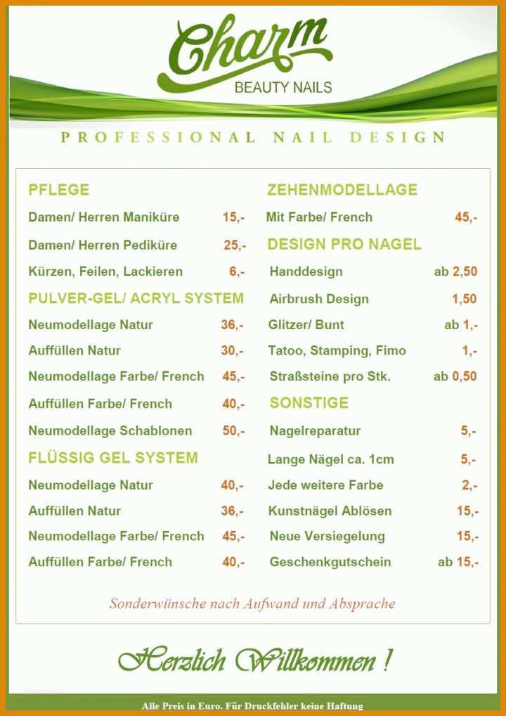 Preisliste Nagelstudio Vorlage 17 Preisliste Nagelstudio Vorlage