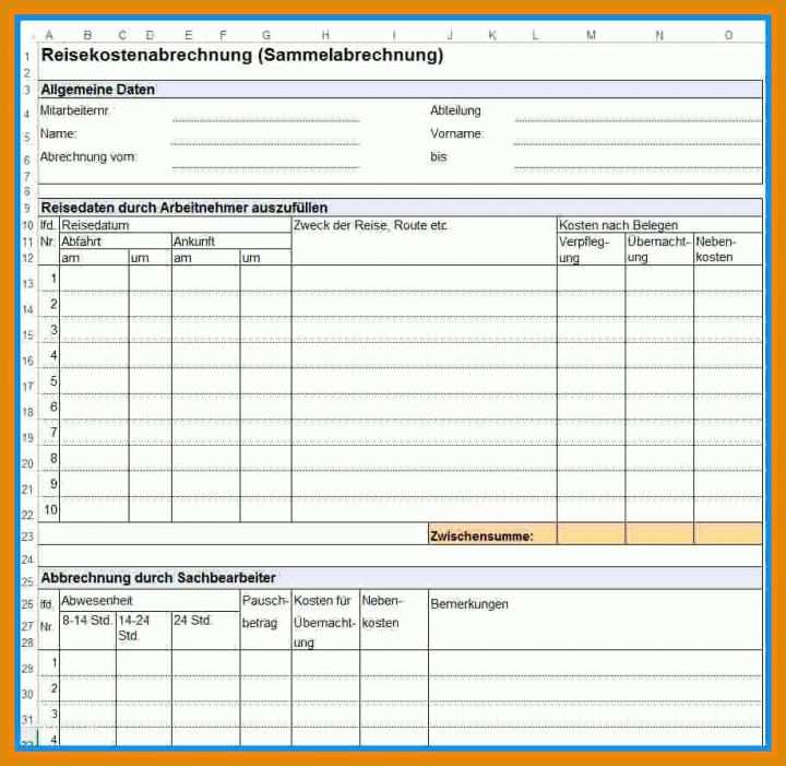 Wunderbar Reisekostenabrechnung Vorlage Word 918x894