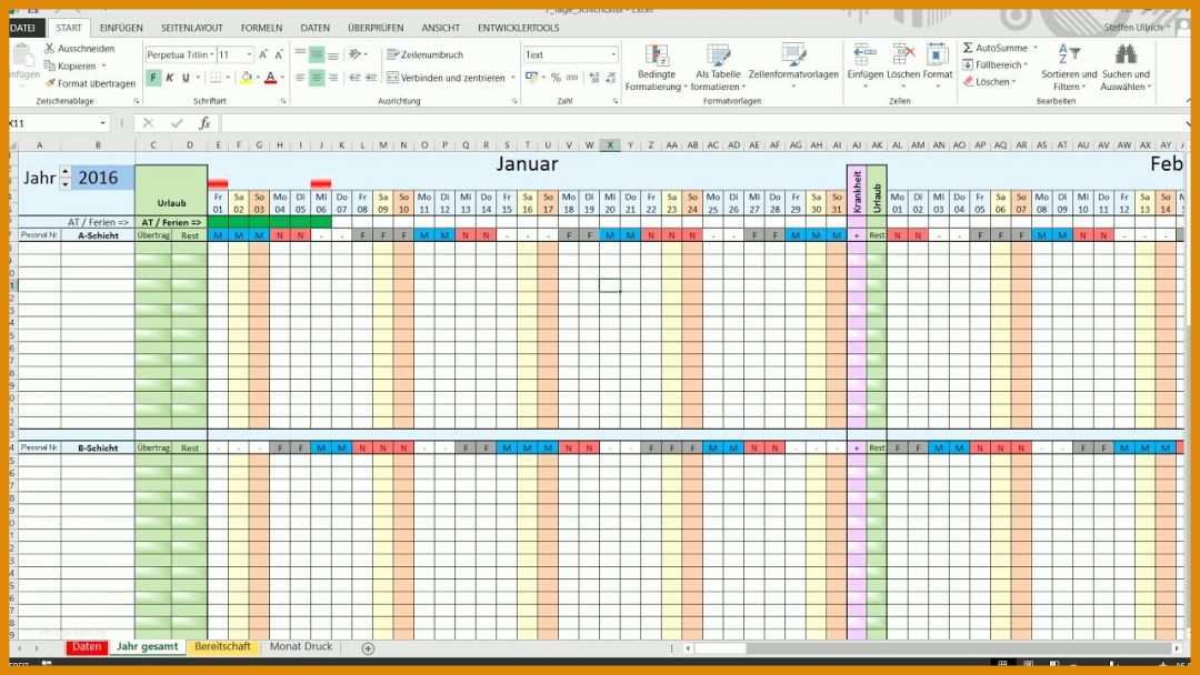 Sensationell Schichtplan Vorlage 1280x720