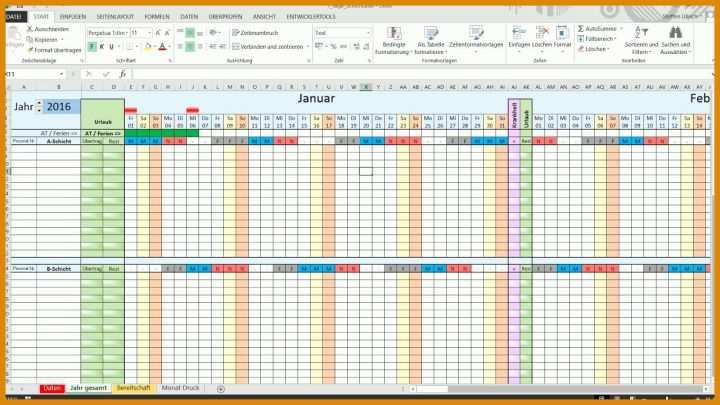 Unvergesslich Schichtplan Vorlage 1280x720