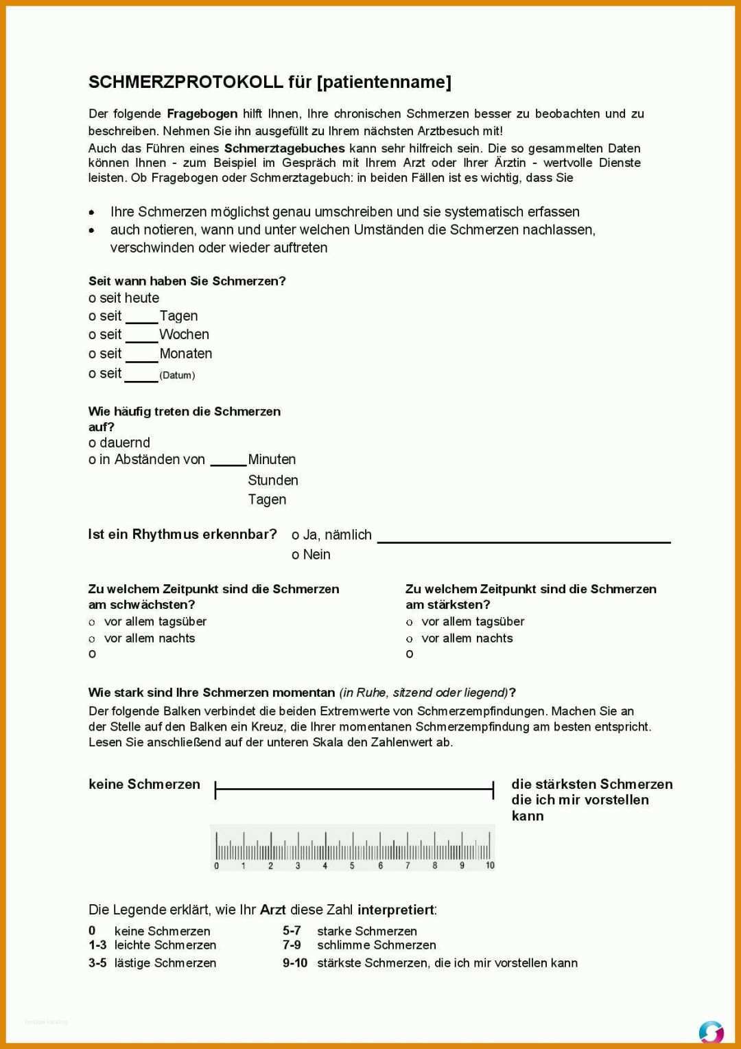 Perfekt Schmerztagebuch Rheuma Vorlage 1240x1754