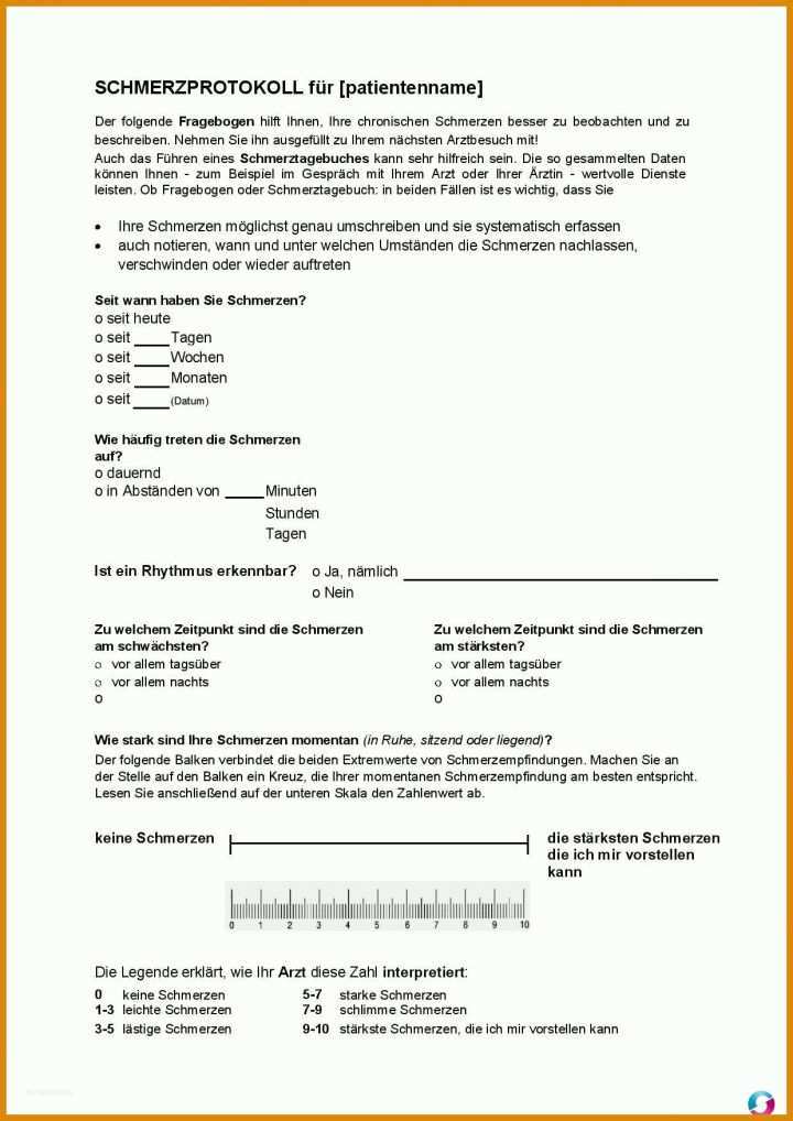 Allerbeste Schmerztagebuch Rheuma Vorlage 1240x1754