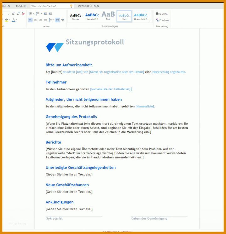 Empfohlen Sitzungsprotokoll Vorlage 980x1017