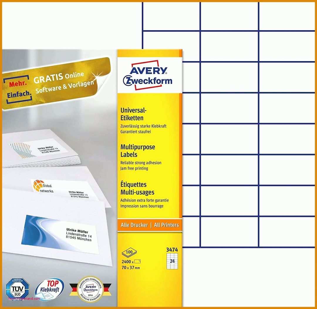 Unvergleichlich Universal Etiketten 70x36 Vorlage Word 1500x1461