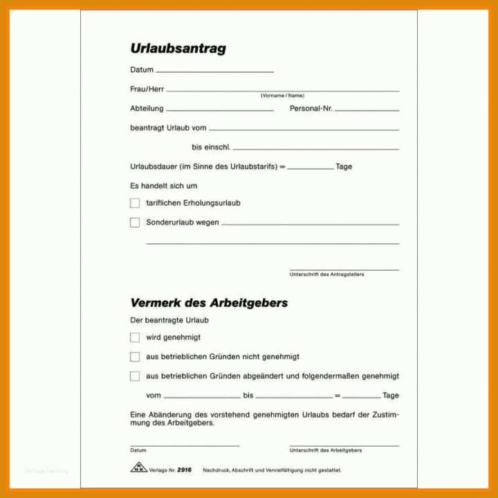 Faszinieren Urlaubsantrag Vorlage Word 832x832