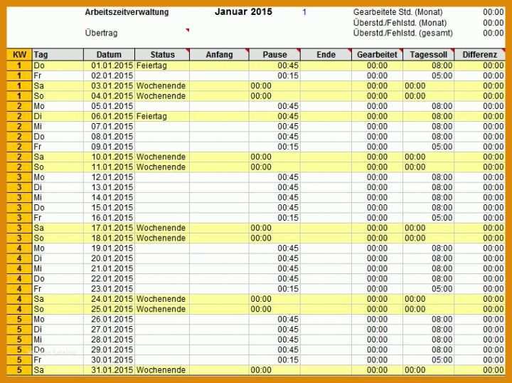 Großartig Vorlage Arbeitszeiterfassung 758x566