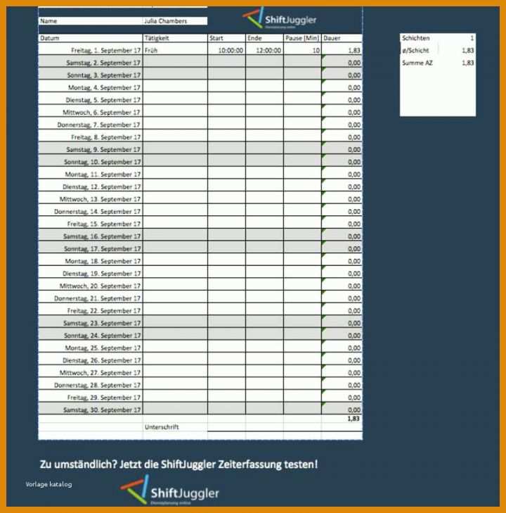 Faszinierend Vorlage Zur Dokumentation Der Täglichen Arbeitszeit Excel 800x810