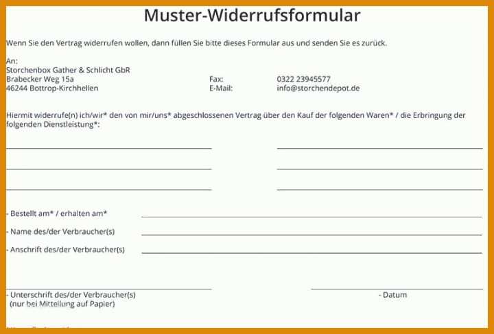 Exklusiv Widerrufsformular Vorlage 800x541