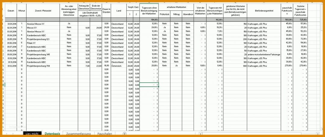 Schockieren Fahrtkosten Vorlage Excel 1440x610