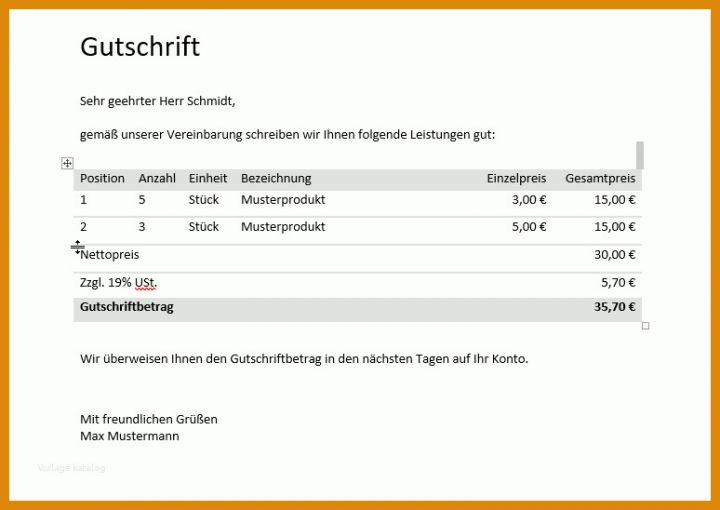 Exklusiv Gutschrift Anfordern Vorlage 774x548