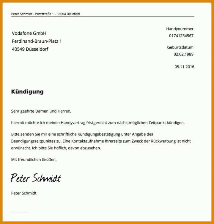 Bemerkenswert Kündigung Vertrag Vorlage 832x874