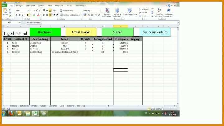 Beste Lagerbestandsliste Excel Vorlage 1366x768